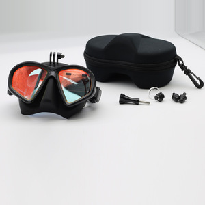 Diving Mask Snorkeling Freediving Tempered Glass Anti-Fog Adjustable With Camera Mount Universal Black Mirror Blue - Product Image 1