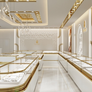 עיצוב פנים של חנות תכשיטים בוטיק, תצוגה יוקרתית, עיצוב דלפק בהתאמה אישית, הדמיית תלת מימד, פריסת ריהוט - Product Image 4