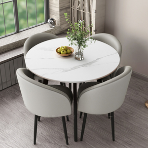 Set Moderno Minimalista di Tavolo Estensibile in Legno <span class=keywords><strong>e</strong></span> Sedie per Reception, 4 Posti, <span class=keywords><strong>Arredamento</strong></span> per Negozi di Tè <span class=keywords><strong>e</strong></span> Uso Commerciale - Product Image 1