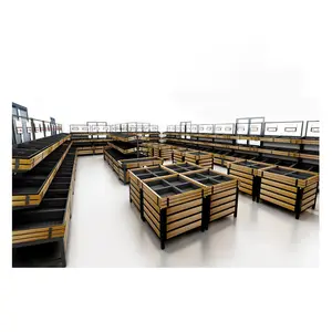 Estante de Exhibición de <span class=keywords><strong>Metal</strong></span> y Madera para Frutas y Verduras para Supermercado - Product Image 4