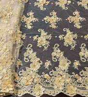 Tissu de tulle brodé à fleurs en dentelle perlée, couleur rose, nouvelle conception de robe en dentelle, lot de 15 m de bonne qualité, 3d, pour les robes