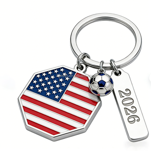 Custom Colored Key Rings America Canada Mexican Flag Football Keychain Metal Key Ring with Chain