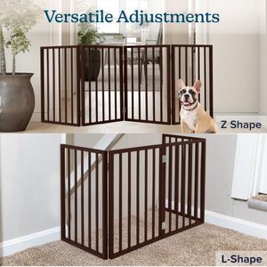 Pet Gate-Freestanding Folding Accordion Style MDF Wooden <strong>Indoor</strong> <strong>Dog</strong> Fence for Doorways Stairs &amp; <strong>House</strong> (4 Panel Brown) - Product Image 5