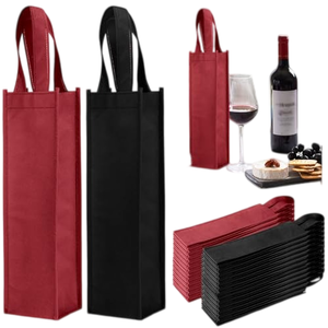 Custom Promotional High Quality Reusable Single Wine <b>Bottle</b> Carry <b>Bags</b> Non-woven Wine <b>Bottle</b> <b>Bag</b> with Handles - Product Image 1