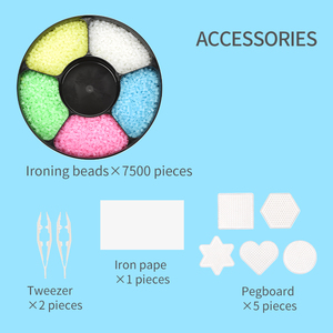 7500 Pezzi Set di Perline Luminose Colorate Fai-da-Te, Perline da Stirare Magiche, <span class=keywords><strong>Giocattolo</strong></span> Artigianale Fatto a Mano, Set di Diversi Tipi di Perline Fuse - Product Image 6