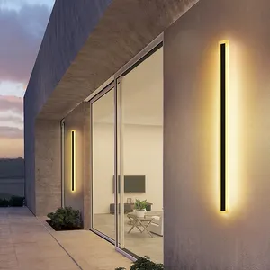 KAIFAN 110v 220v Modern Outdoor Exterior Linear Strip Wall Lamp 3000k Warm White Garden Sconce Long Led Wall Light