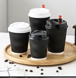 Vaso de papel de doble pared desechable para bebidas calientes, logotipo personalizado, se acepta vaso de papel de 8/12/16/20oz para tazas de café y bebidas calientes - Product Image 3