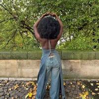 Collection Automne 2027 : Veste en jean tendance, Haut à lacets, col en V, dos nu et fente, Haut licou sexy et élégant pour femme, Hauts en jean