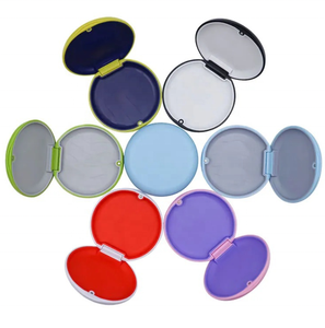 MRDEN alineador de ortodoncia estuche de almacenamiento dental con cojín de silicona y espejo redondo caja de retención de <span class=keywords><strong>dentadura</strong></span> - Product Image 1