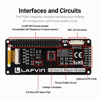 Modul Layar E-Paper 4 Warna 2,9 inci 128x296 SPI E-Ink, Kompatibel 3.3V/5V untuk ESP32 Raspberry Pi Label Rak Elektronik