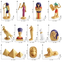Jouets éducatifs pour enfants : Modèles d'ornements de la civilisation égyptienne ancienne (Sphinx, Scarabée, Pyramide, Mummie, Boîte)