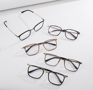 Montura Óptica Cuadrada de Lujo para Negocios, Gafas Retro Bicolor para Hombre y Mujer, Patillas de Titanio, Montura con Protección Anti Luz Azul para Lentes Graduadas - Product Image 2