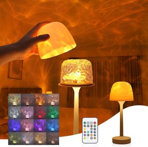 Lampe de projection LED Aurora sans fil, rechargeable par USB, veilleuse à vagues océaniques avec télécommande, lumière portable de style <span class=keywords><strong>Lumena</strong></span> pour chambre à coucher - Product Image 1