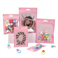 Sachet d'emballage personnalisé mini transparent holographique rose refermable anti-odeur pour aliments, boucles d'oreilles et lunettes