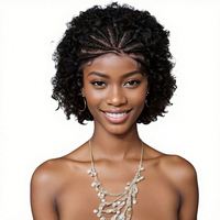 Wig Kepang Depan Transparan French Lace Amygirl 13x4 untuk Wanita Kulit Hitam, Tanpa Lem, 100% Rambut Asli Brasil Remy Pendek