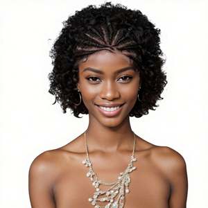 Pelucas trenzadas al por mayor con encaje frontal transparente 13x4 para mujeres afroamericanas, trenzas cornrow hechas a mano, pelucas de cabello humano sin pegamento - Product Image 6