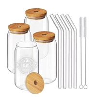 Verres à boire personnalisés en forme de canette de bière avec logo, 12oz, 16oz, 20oz, avec couvercle en bambou et paille pour smoothies, thé boba, eau