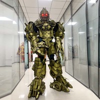 Costume de robot géant noir en EVA de 2,6 m avec casque éclairé par LED. Costume de cosplay mecha pour adulte. Accessoire d'exposition accrocheur.