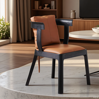 Chaise de salle à manger personnalisable de style européen moderne, luxe léger, en bois et cuir rembourré, pour la maison, le bureau, l'hôtel