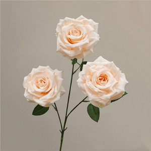 3 têtes <span class=keywords><strong>de</strong></span> rose artificielle fleur longue tige soie fleur arrangement floral décor <span class=keywords><strong>de</strong></span> fête <span class=keywords><strong>de</strong></span> mariage - Product Image 3