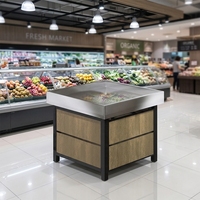 Metaalconstructie, extra stevige, dubbelzijdige supermarkt rekdisplaykast met uitneembare, verstelbare planken voor fruit- en groentekoeling
