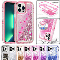 Coque de protection robuste Blingbling Liquid Quicksand Defender pour iPhone 12 13 Mini 11 14 15 16 Pro Max 6 7 8 Plus XS XR SE2