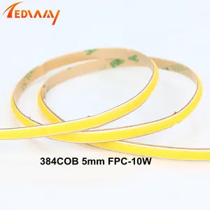 LEDWAY Dotless IP20 12V 24V 10W 3000K 4000K 6000K CRI90 slim 5mm 384chip LED COB Strip lampu