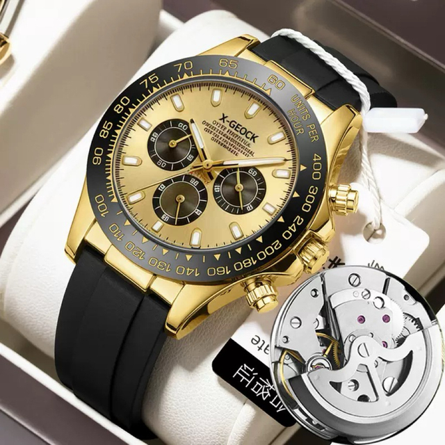 Men's Fashion Sports Luxury Chronograph Stainless Steel Quartz Watch 47mm Dial Waterproof Reloj