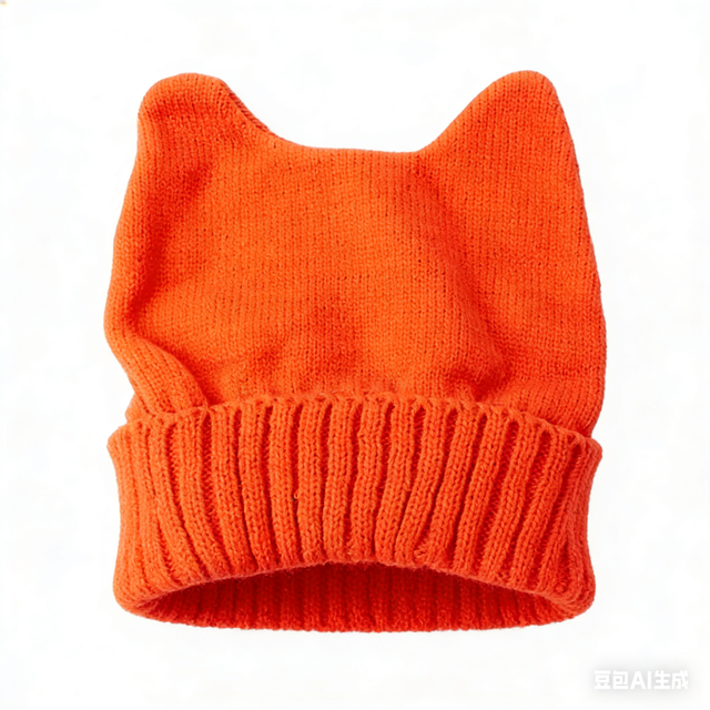 Winter Unisex Adult Warm Eco-friendly Solid Color Knitted Custom Logo Acrylic Character cat Ear Jacquard Toque Hat