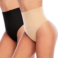 Shapewear string taille haute pour le contrôle du ventre, body shaper post-partum avec effet lifting des fesses