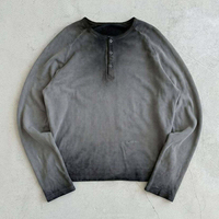 T-shirt vintage streetwear personnalisé 100% coton, lavage à l'acide, manches longues, coupe oversize, t-shirt court, effet usé, impression DTG, t-shirt homme