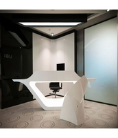 Bureau de direction moderne au design unique et incurvé, en bois/stone, garantie 10 ans pour le bureau à domicile et l'école