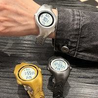 Jam Tangan Digital Plastik Multifungsi Elektronik dengan Tampilan LED Bundar, Tali Akrilik Bercahaya, dan Tanggal, Laris Manis, Modis