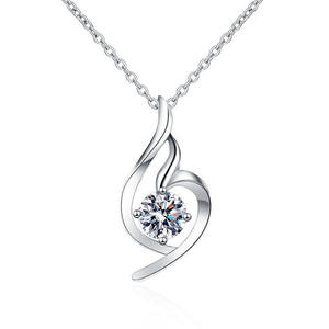 SD élégant charme goutte d'eau 925 argent Sterling quatre griffes coupe ronde 1 Carat VVS Moissanite pendentif collier pour femmes cadeau - Product Image 1
