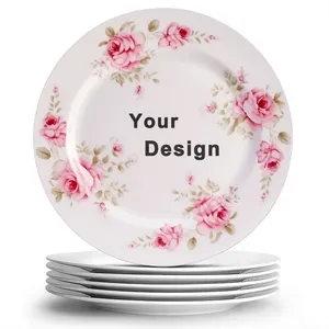 ODM OEM 주문 인쇄 장식 접시 기념품 라운드 플랫 세라믹 도자기 접시