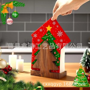 Porte-serviettes en bois en forme de sapin de Noël, boîte à mouchoirs de bureau sur pied, design original - Product Image 2