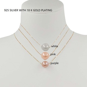 100% Alam Mutiara Air Tawar Liontin, 8-10 MM Di Dekat ROUND Kilau Tinggi Keshi <span class=keywords><strong>Pearl</strong></span> 925 Perak Kotak Rantai-18 Inch Panjang - Product Image 3