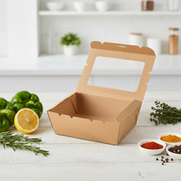 Boîte à lunch jetable en papier plastifié pour repas rapides, poulet frit populaire, boîte à salade et sushi rectangulaire avec fenêtre