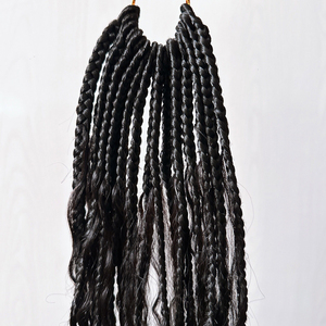 Capelli tracciati umani che sono già intrecciati pre-avvolti estremità ricci naturali intrecciate per trecciare le estensioni dei capelli - Product Image 5