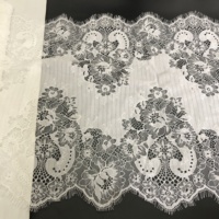 Bordir Hitam Berkualitas Tinggi dengan Renda Chantilly untuk Gaun LT2014B