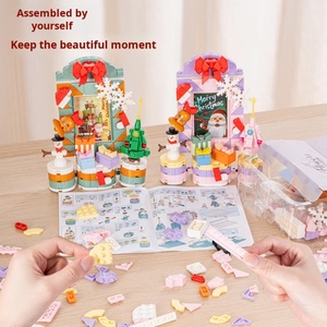 Ensembles de blocs de construction 3D éducatifs pour enfants, modèles créatifs de bonhomme de neige de Noël, ornements, cadeaux en plastique en gros, petits - Product Image 3