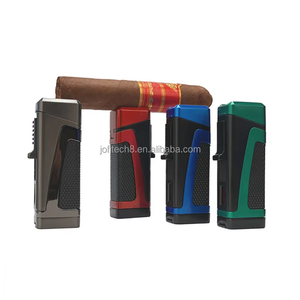 Wholesale Cigar Smoking <b>Torch</b> Lighter 3 Jets Flame Butane Gas Custom Logo Lighters Refillable Butane Gas Cigar Holder Punch - Product Image 4