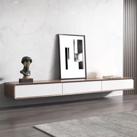 Meuble TV autoportant en bois blanc, style minimaliste et moderne de luxe, pour console TV