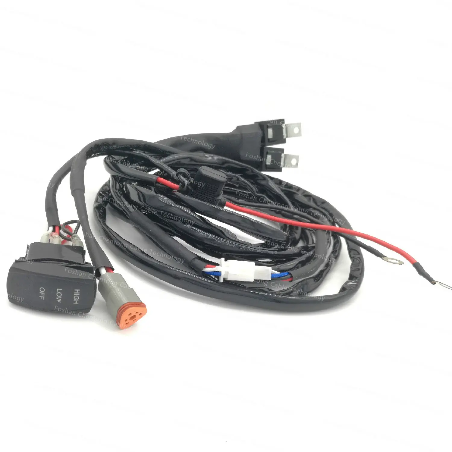 Automobile Plug and Play Wiring Harness Kit Assembly 2 Leads for 12V LED Light Control With On Off Switch Relay Blade Fuse