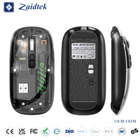Souris sans fil transparente, double mode, 2.4G, compatible BT, rechargeable, silencieuse, sans fil, pour ordinateur portable PC
