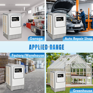 10000cmh ตัวทำความเย็นแบบระเหยติดผนัง, พัดลมระบายความร้อนด้วยน้ำติดผนังมอเตอร์เครื่องปรับอากาศไฟฟ้าติดผนังจากระยะไกล - Product Image 3