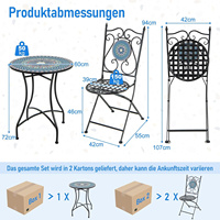 Conjunto de Mesa y Sillas Redondas de Cerámica para Exteriores, Juego de Mesa y Sillas de Mosaico para Patio, Jardín, Sala de Estar, Balcón