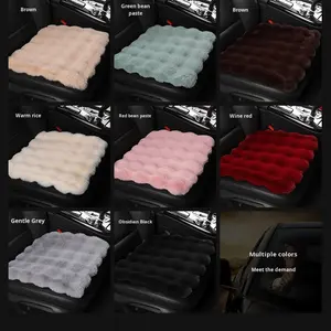 Toptan evrensel 3 parça Set kış araba koltuk minderi imitasyon tavşan kürk araba klozet kapağı kalın peluş yumuşak ve sıcak - Product Image 4