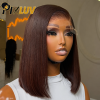 Perruques en cheveux humains vietnamiens bruts, lisses comme des baguettes, double densité, avec fermeture frontale en dentelle HD sans colle, couleur marron ombré, pour femmes noires, vente en gros