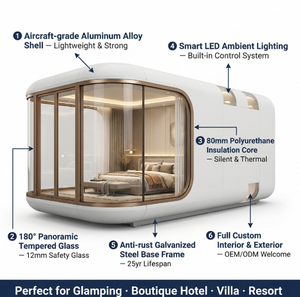 Hotel Cápsula de Lujo de Cristal, Suite de Dormitorio Prefabricada, Habitación Modular Personalizada para Resort, Fabricante OEM de Glamping, Instalación sin Necesidad de Cimentación - Product Image 5